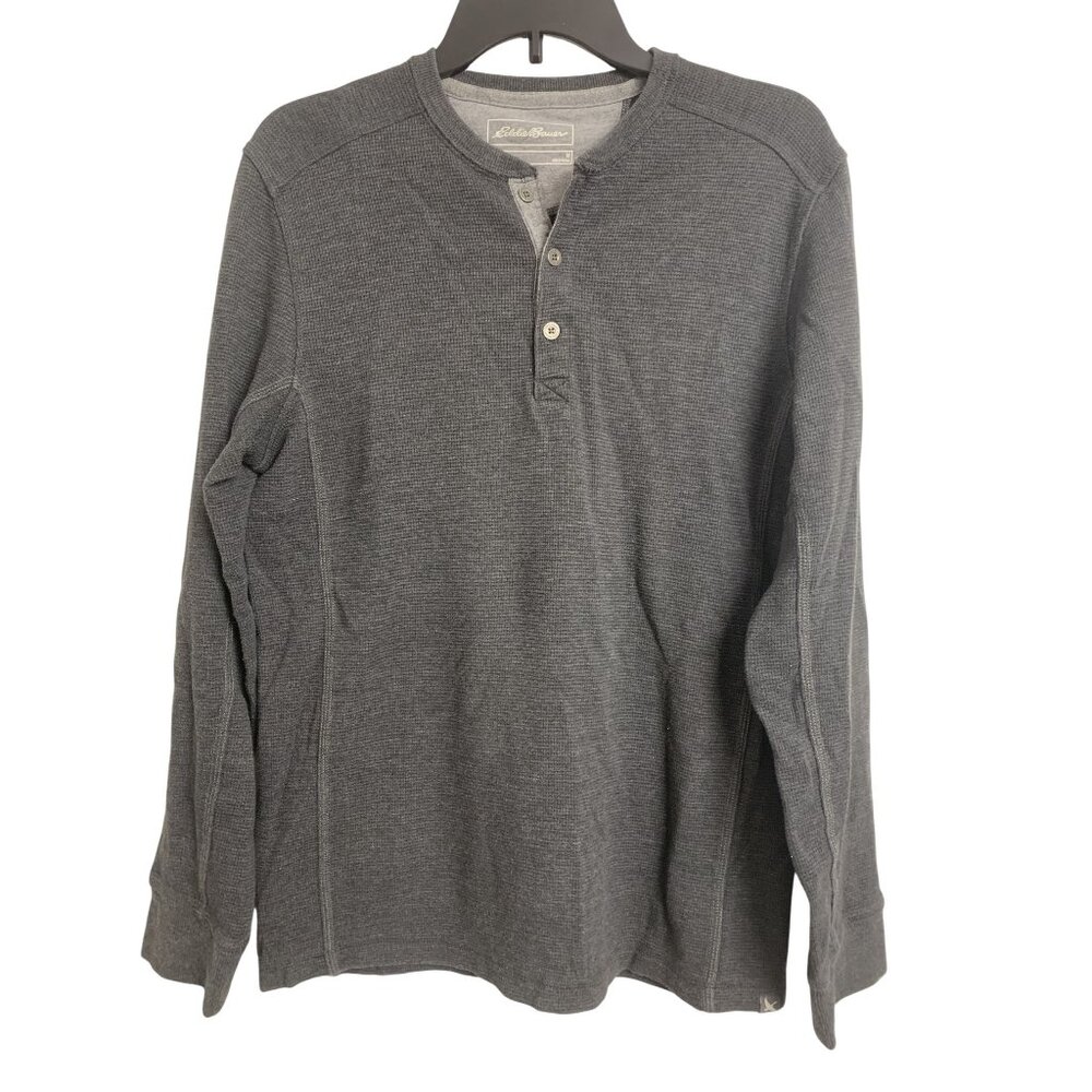 Eddie Bauer M Waffle Knit‎ Cotton Outdoor Casual Pullover Henley